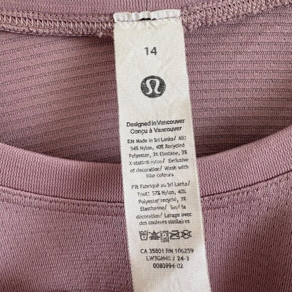 Lululemon Athletic Swiftly Tech Cropped Long Sleeve Shirt 2.0 Rose Blush Size 14 - Picture 8 of 8